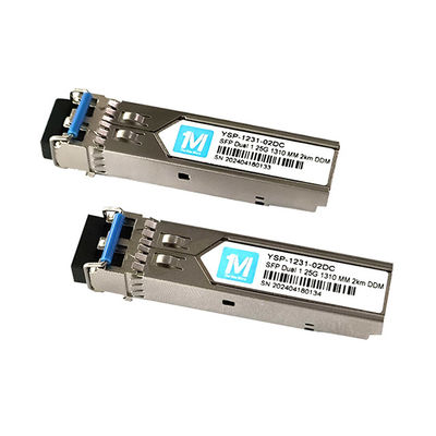 Transceptores de fibra óptica 1.25G Duplex 1310nm LC Connector DDM 1000BASE MMF/SMF Transceptor SFP plugável para distância de 2km