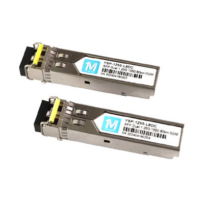 1.25G Duplex 80km 1550nm LC Connector DDM 1000BASE SMF Fibra Óptica Modulo SFP Transceptor plugável 3.3V