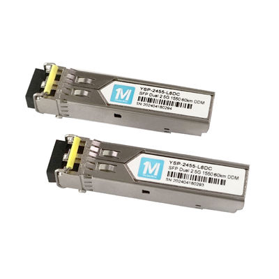Distância de 60 km 2.5G Duplex 1550nm LC Connector DDM SMF Fibra Óptica Modulo Transceptor SFP plugável para Rede de Largura de Banda