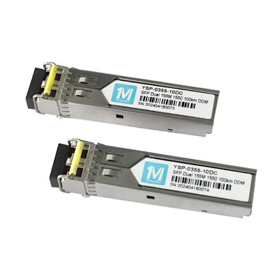155M Duplex 100km 1550nm LC Connector DDM 100BASE SMF Fiber Optic Module Transceptor SFP plugável para transmissão de dados