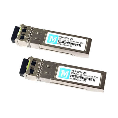10G SFP Duplex LC 80km 1550nm LC DDM SMF 10GB Módulo óptico Módulo SFP de modo único Módulo SFP 10G ZR 1550nm Comprimento de onda