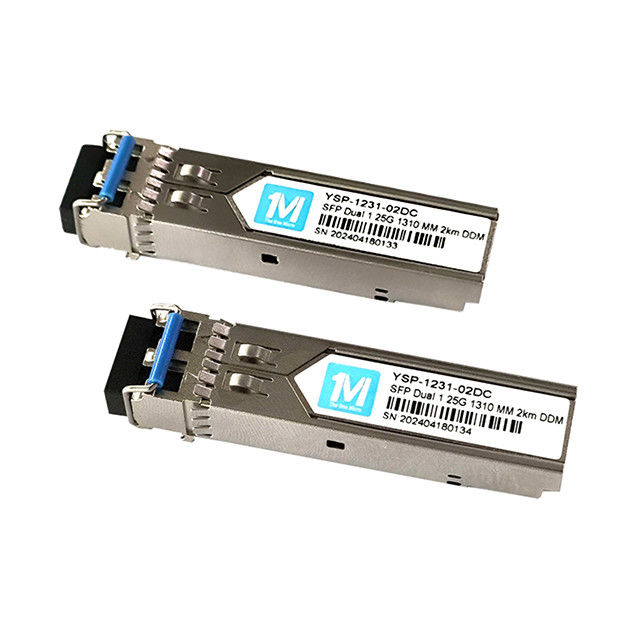 Transceptores de fibra óptica 1.25G Duplex 1310nm LC Connector DDM 1000BASE MMF/SMF Transceptor SFP plugável para distância de 2km