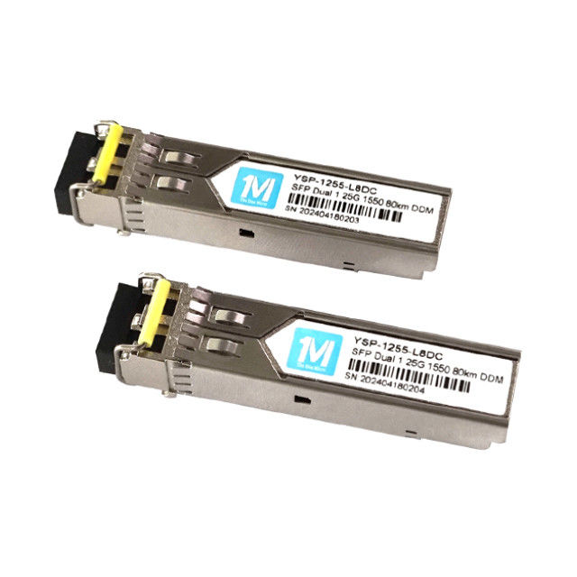 1.25G Duplex 80km 1550nm LC Connector DDM 1000BASE SMF Fibra Óptica Modulo SFP Transceptor plugável 3.3V