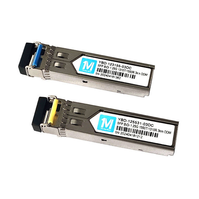 Transceptores de fibra óptica 1.25G BIDI 3km 1310nm/1550nm LC Connector DDM WDM Simplex Modulo Óptico Transceptor Modulo SFP