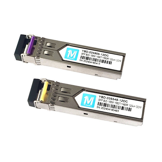 3.3V Transceptores de fibra óptica 155M BIDI 120km 1490nm/1550nm LC Connector DDM WDM Simplex Modulo Óptico Transceptor Modulo SFP