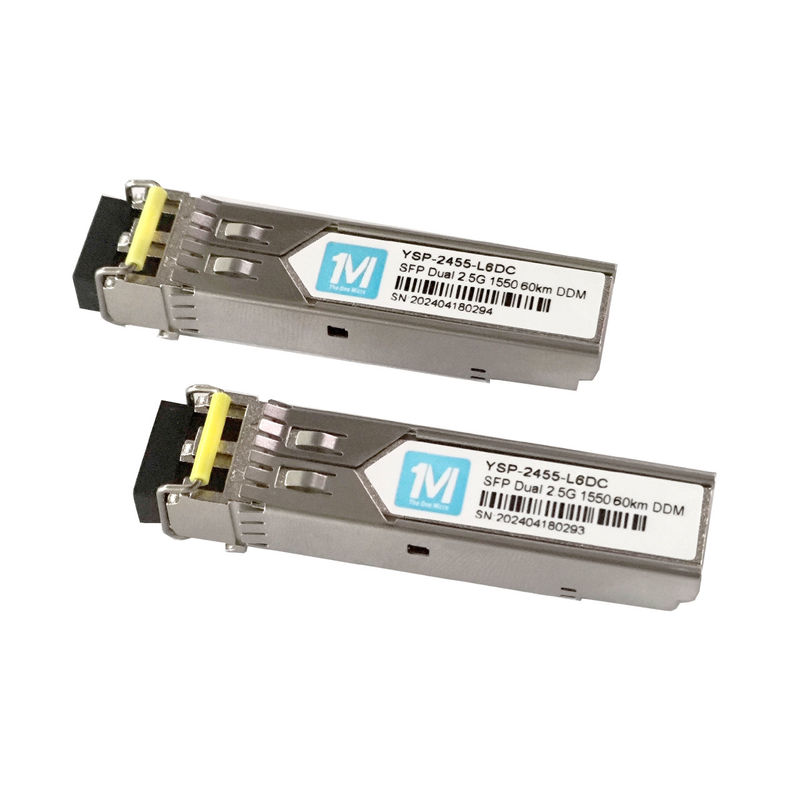 Distância de 60 km 2.5G Duplex 1550nm LC Connector DDM SMF Fibra Óptica Modulo Transceptor SFP plugável para Rede de Largura de Banda