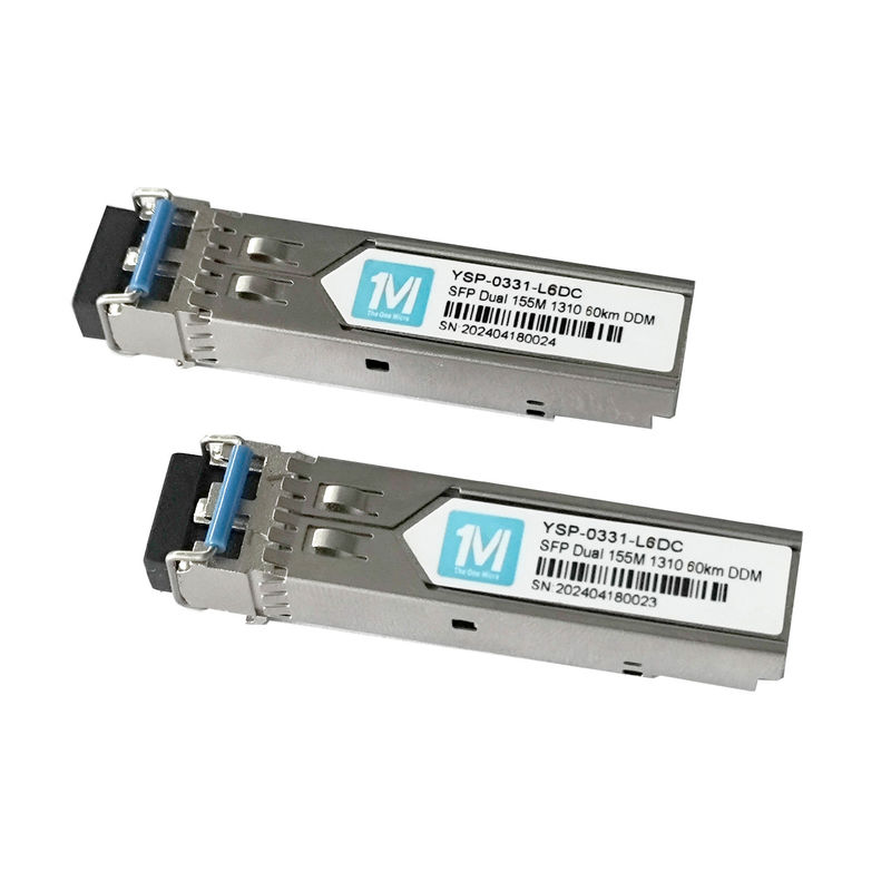 155M Duplex LC Connector DDM 100BASE SMF Fiber Optic Module Transceptor SFP pluggable para rede TCP 60km 1310nm Module