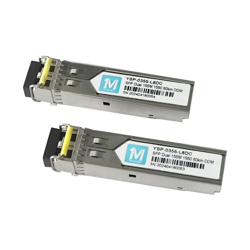 Comunicação de rede 155M Duplex 60km 1550nm LC Connector DDM 100BASE SMF Fiber Optic Module Transceptor SFP pluggable