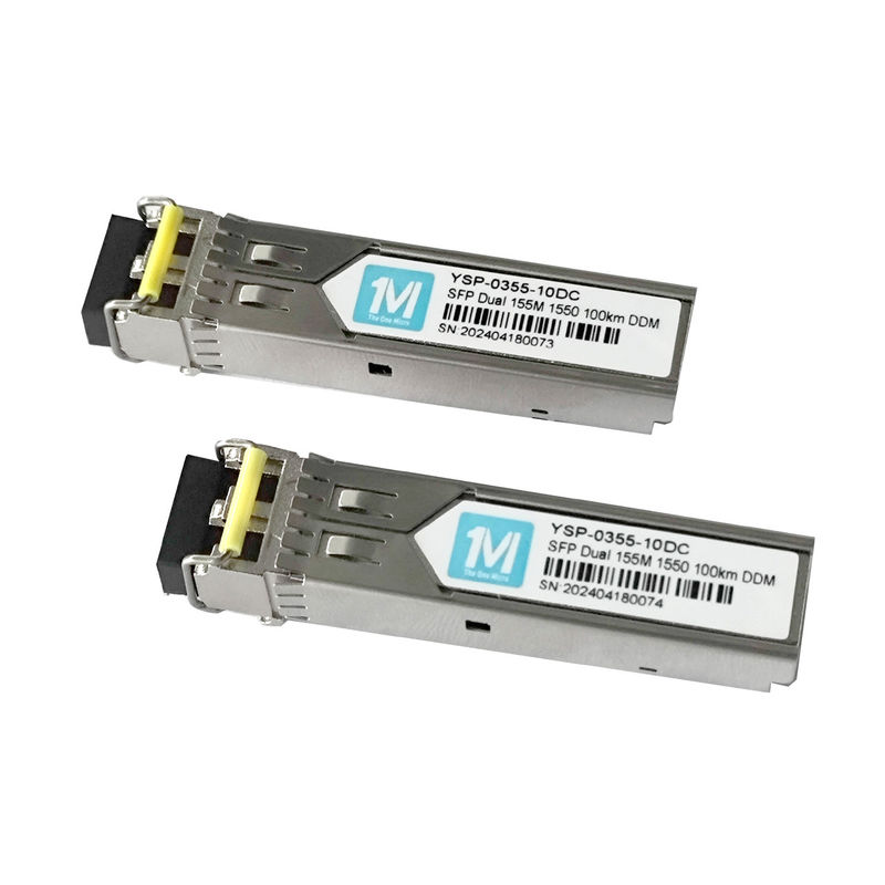 155M Duplex 100km 1550nm LC Connector DDM 100BASE SMF Fiber Optic Module Transceptor SFP plugável para transmissão de dados