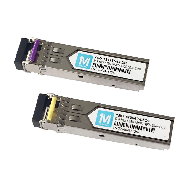1.25G BIDI 60km 1490nm/1550nm LC Connector DDM WDM Simplex Modulo Óptico Transceptor Modulo SFP para Redes FTTX de Velocidade