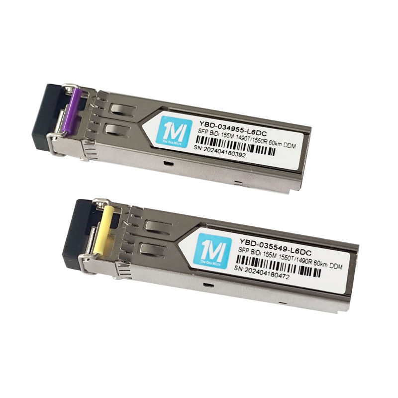 FTTX Time Fiber Optic Transceivers 155M BIDI 60km 1490nm/1550nm LC Connector DDM WDM Simplex SFP Modulo para o Tempo FTTX