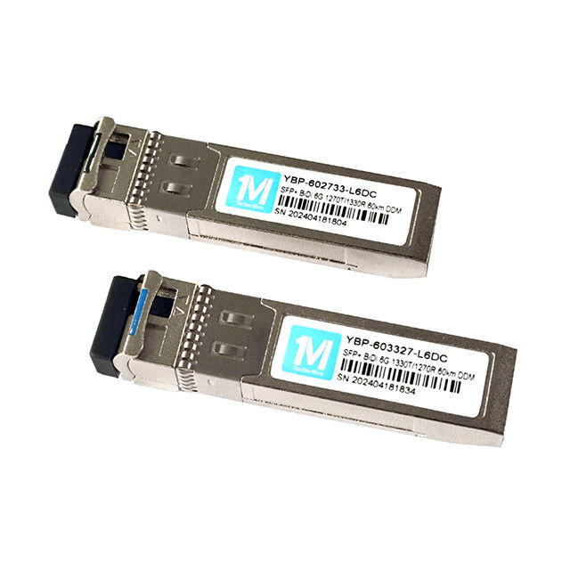 6G SFP BIDI 60km WDM LC Connector Transceptor óptico DDM 1270/1330nm Taxa de transferência de dados 6G Modulo de transceptor de fibra de modo único